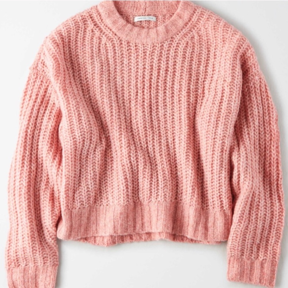 American Eagle Pink Crew Neck Knit Sweater - Picture 3 of 3